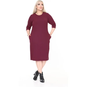 Çift Cepli Kışlık Büyük Beden Esnek Elbise 8C-2733
