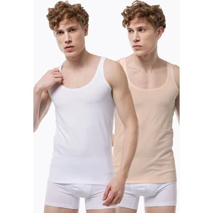 Görünmez Atlet Erkek 2 Adet Beyaz Ten Rengi Ince Askılı Iz Yapmayan Modal Atlet 013 2M013