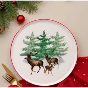 Yılbaşı Pasta Tabağı Deer 21 cm 6 Lı Set