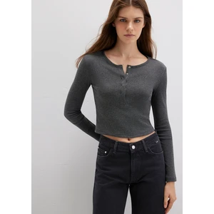 Uzun Kollu Crop Basic Tişört 1613403-80023