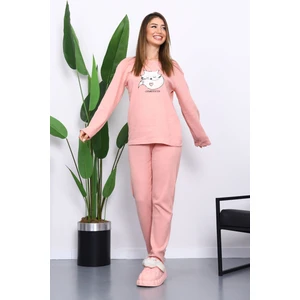 İmaj Butik Pudra Kışlık Pamuklu İnterlok Pijama Takımı