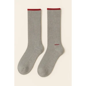 Erkek Relax Baskılı Soket Çorap Gri
