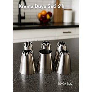 Jet's Home Büyük Boy 6’lı Yıldız Uçlu Krema Duy Seti – Pasta, Cupcake ve Kurabiye Süsleme Uçları