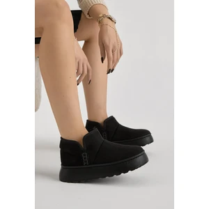 Tonny Black Kadın Siyah Kalın Poli Taban Içi Astarlı Süet Görünümlü Günlük Bot