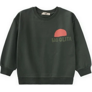 Bıg Olıta Baskılı Sweatshirt 2-10 Yaş Haki Yeşil
