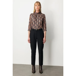 Kadın Beli Kemerli Dar Paça Pantolon 1013 Siyah