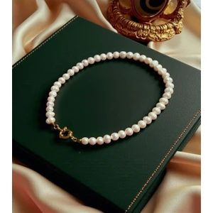 45 cm Sertifikalı Gerçek Doğal 8 mm Inci Kolye - Gemici Kilit