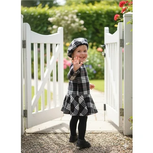 Şimo Butik Kız Çocuk Kısa Elbise Şapka Takım Oduncu Kışlık Dar Kalıp Esnek Değil Siyah