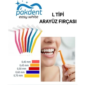 Arayüz Fırçası Diş Arası Arayüz Fırçası L Tipi Diş Ara Fırçası 6 Adet Turuncu 0,45 mm