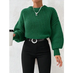 Sçlk Tekstil Kadın Kalın Örgü Balon Kol Triko Kazak