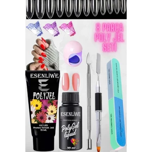 8 Parça Polygel Protez Tırnak Jeli Kalıcı Oje Akrilik Akril Jel Uygulama Seti Evde Kolay Yapım