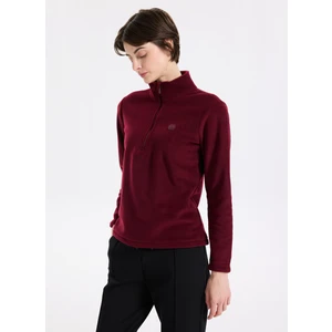 Discovery Expedition D5WL-SWT3302 Bordo Fermuarlı Yaka Basic Düz Kadın Polar Sweatshırt