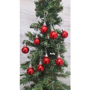 Yılbaşı Süsü Kırmızı Işıltılı Renkli Cici Top 3 cm 9lu Yılbaşı Yeni Yıl Çam Ağacı Süsü