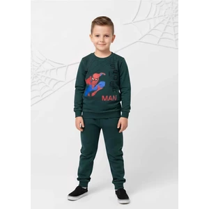 Erkek Çocuk Örümcek Adam Baskılı Orman Yeşili Eşofman Takımı