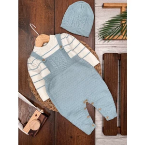 Kids Kingdom Pamuklu Triko Şapkalı Tulum 2li Erkek Bebek Takım