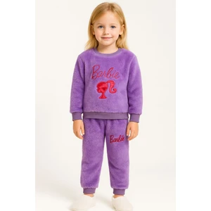 Gökçe Kids Club Kız Çocuk Sarı Polar Eşofman Sıcak Tutan Kışlık Peluş Sevimli 2’li Alt Üst Takım