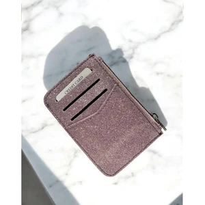 Parlak Simli Fermuar Kapamalı Cüzdan Bölümlü Şıkırtılı Kadın Kartlık