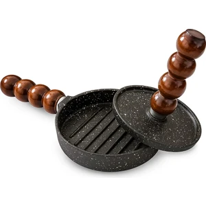 Hamburger Press & Köfte Kalıbı & Et Mühürleme Komple Döküm Alt Üst Dengeli Pişirme Yanmaz Yapışmaz