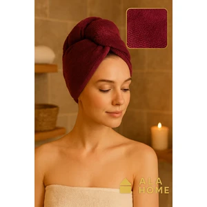 Ala Home Triga Düğme Lastikli Saç Havlusu| Pamuklu Saç Kurutma Bonesi | Makyaj Bonesi