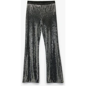 Beli Lastikli Pullu Payetli Ispanyol Paça Pantolon