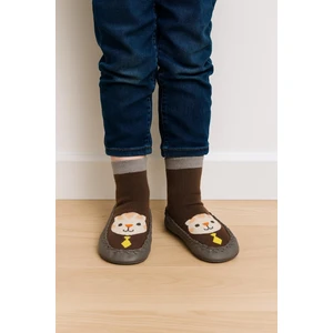 Çocuk Makosen Soket Çorap Patik Panduf – Kaydırmaz Ev & Anaokulu Ayakkabısı Gri