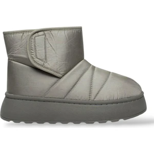 İçi Kürklü Paraşüt Kumaş Cırtlı Kalın Taban Kadın Bot GRİ