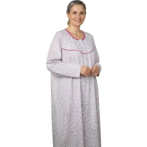 Kadın Boydan Anne Gecelik Elbise %100 Pamuk Çiçekli Desenli Rahat ve Tam Kalıp