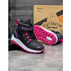 Kız Çocuk Kışlık Kaymaz Taban Su Geçirmez Cırt Cırtlı  Yarım Bot