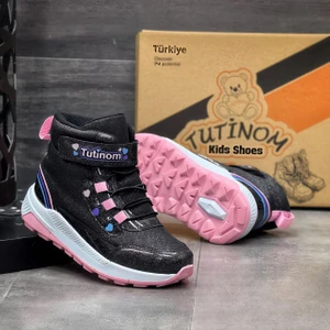 Kız Çocuk Kışlık Kaymaz Taban Su Geçirmez Cırt Cırtlı  Yarım Bot