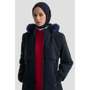Kapüşonlu Kapitone 25KD2402 Lacivert