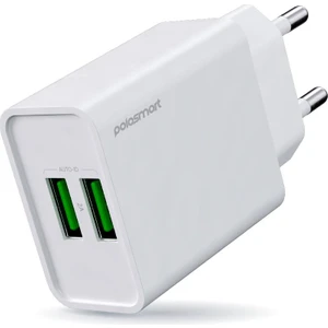 PSM134 2A Çift USB Şarj Adaptörü Akıllı Tanıma Hızlı Şarj Başlığı 10W Beyaz