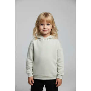 Unisex Çocuk Basic Pamuklu Kapüşonlu Sweatshirt - Krem