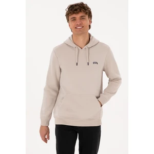 U.S. Polo Assn. Erkek Regular Fit Kapüşonlu Şardonlu Taş Basic Sweatshirt 50315582-VR049