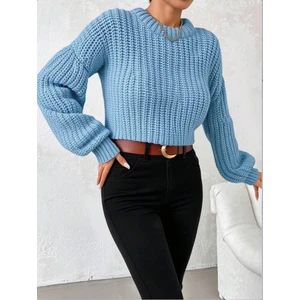 Sçlk Tekstil Kadın Kalın Örgü Balon Kol Triko Kazak