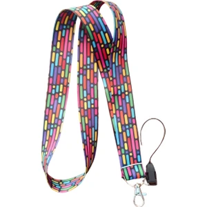 Ankara Üniforma Renkli Kesik Çizgiler Desenli Boyun Askı Ipi ve Telefon Askısı + Kartlık