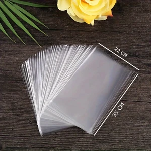 HG Tedarik 50 Adet 22X35 cm Bantsız Şeffaf Opp Jelatin Poşet, Kurabiye Şeker Poşeti