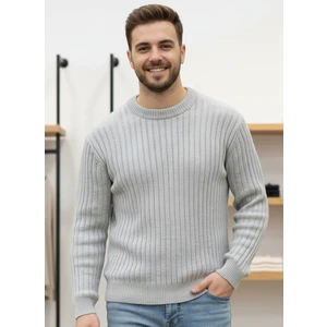 Alex Rosen Gri Standart Fit Bisiklet Yaka Triko Kazak