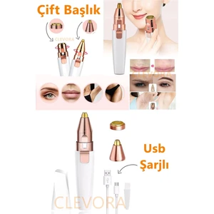 Alvo Store Kaş Bıyık Alma Epilatörü -Yüz Epilatör- Kıl Kaş Bıyık Tüy Alma Aleti- Epilasyon Çift Başlık Şarjlı