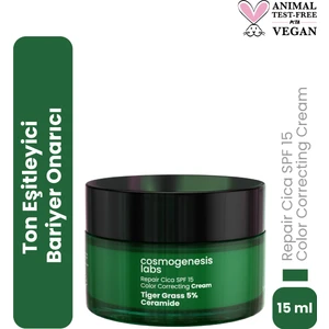 Cosmogenesis Labs Ton Eşitleyici Tiger Grass Cica Krem 15ML - Bariyer Onarıcı Nemlendirici Spf 15 Koruma Vegan