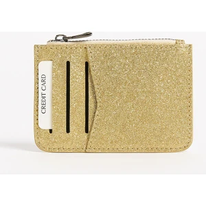 Parlak Simli Fermuar Kapamalı Cüzdan Bölümlü Şıkırtılı Kadın Kartlık