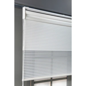 Bizden Perde Çift Mekanizmalı Beyaz Stor ve Tül Güneşlik Perde 80 x 260 cm Polyester Kumaş