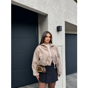 Zeynep Öykü Style Kadın Kaşe Bomber Ceket