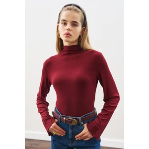 Balıkçı Yaka Bluz Bordo