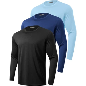 Ghassy Co. 3'lü Paket Erkek %100 Pamuklu Likralı Spor Koşu Günlük Antrenman Uzun Kollu Penye T-Shirt