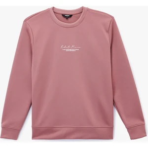 Uzun Kollu Basic Bisiklet Yaka Baskılı Sweatshirt