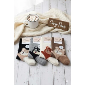 Slayt Pamuk Figürlü Çorap Dikişsiz, Burun Topuk Takviyeli ,4 Lü Paket