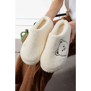 Lucy Ayıcık Nakışlı Kadın Yumuşak Peluş Içi Tüylü Çeyiz Bohça Gelin Ev Terliği