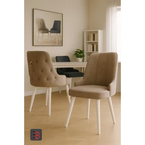 Esa 2 Adet Babyface Kumaş, Beyaz Metal Ayaklı, Mutfak ve Yemek Odası Sandalyesi