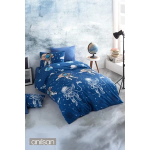 Astronot Desenli Baskılı Çocuk Nevresim Takımı Tek Kişilik Yumuşak Pamuklu Kumaş