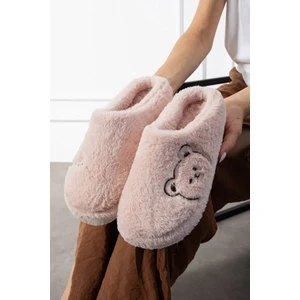 Lucy Ayıcık Nakışlı Kadın Yumuşak Peluş Içi Tüylü Çeyiz Bohça Gelin Ev Terliği